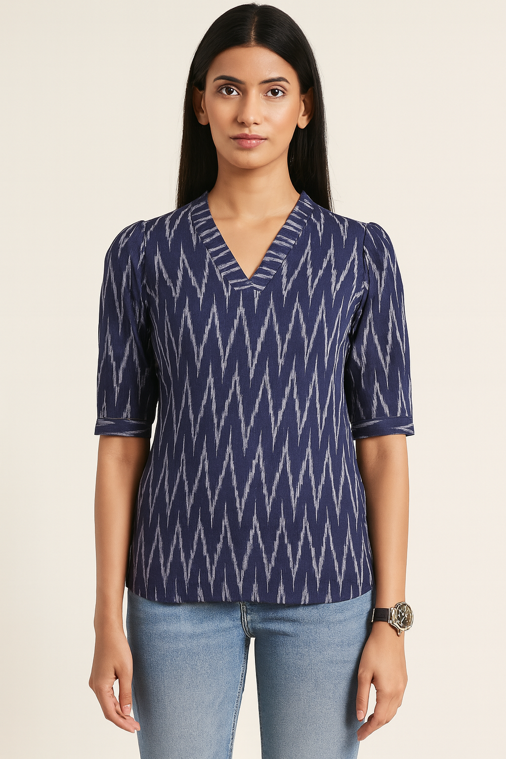 Blue ikkat tunic
