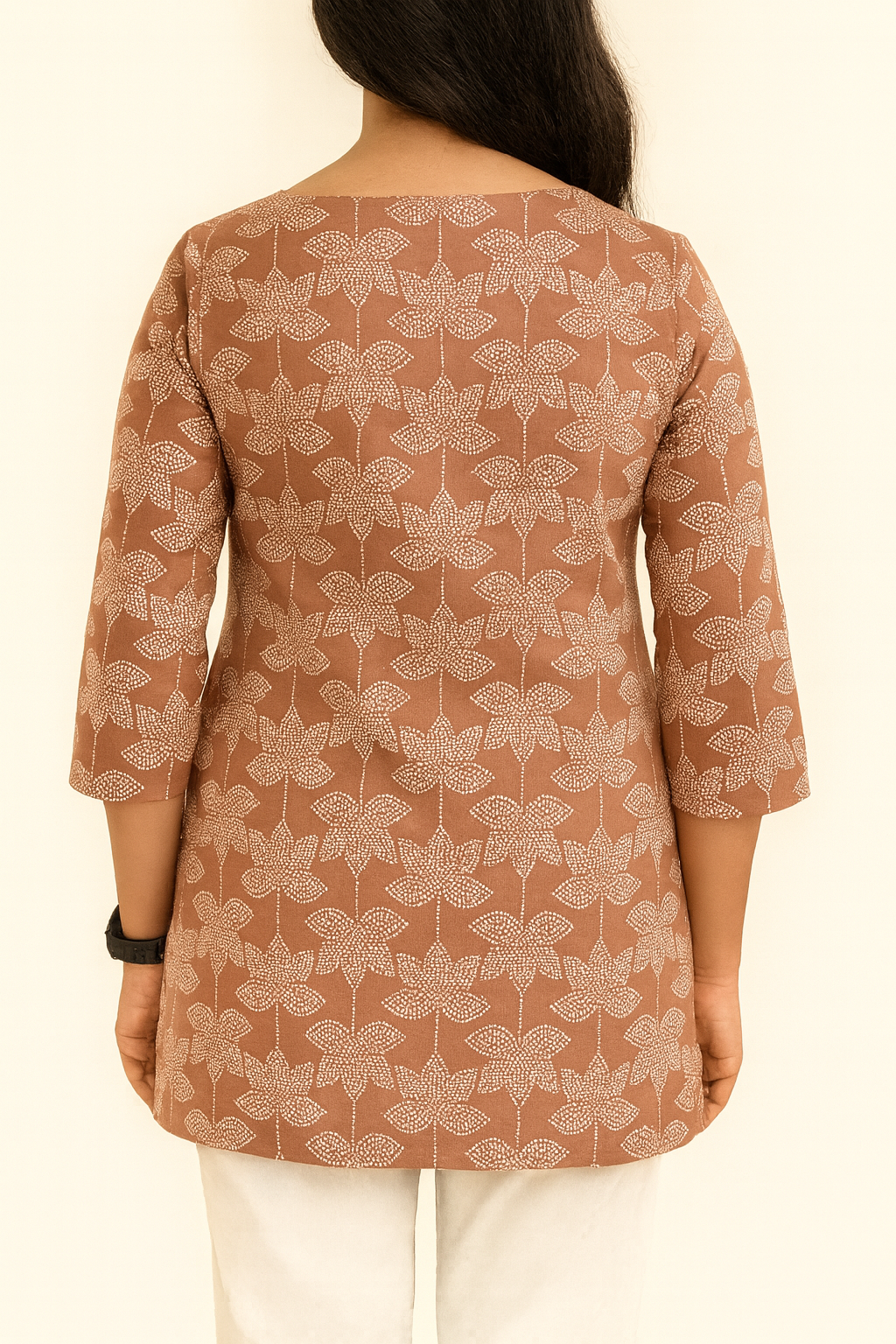 Breezy Brown Cotton Short Kurthi