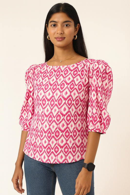Pink Puff Sleeve Tunic