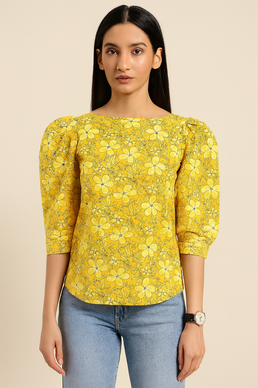 Yellow Puff Sleeve Tunic