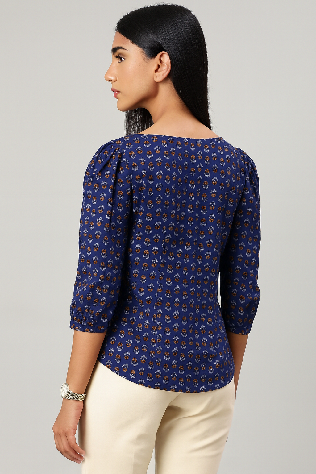 Blue Puff Sleeve Tunic
