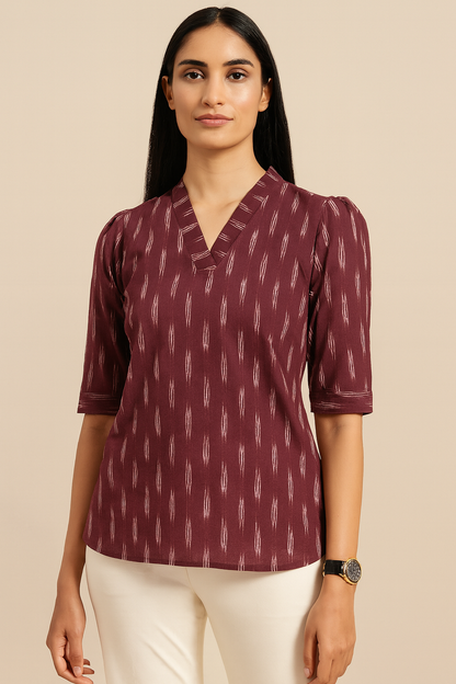 Brown ikkat tunic