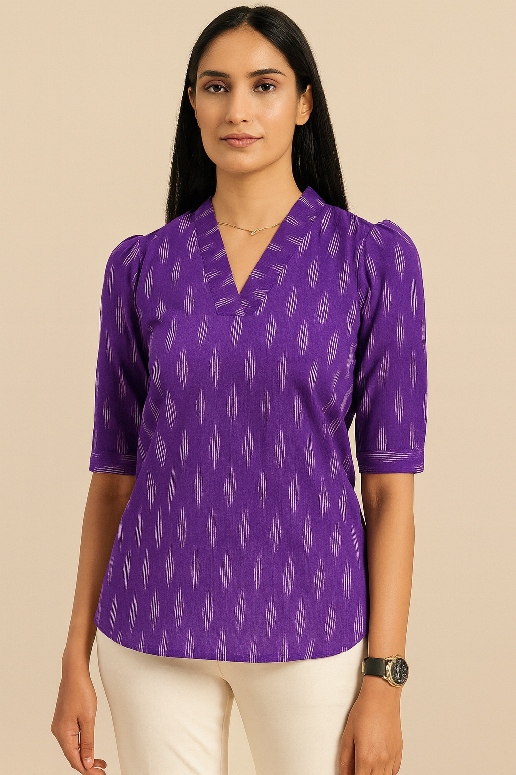 Purple ikkat tunic