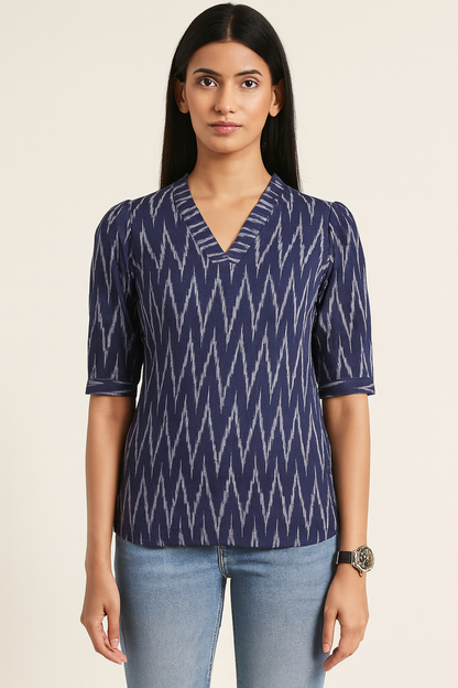 Blue ikkat tunic