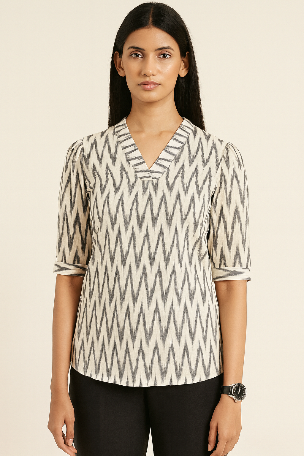 White Ikkat tunic