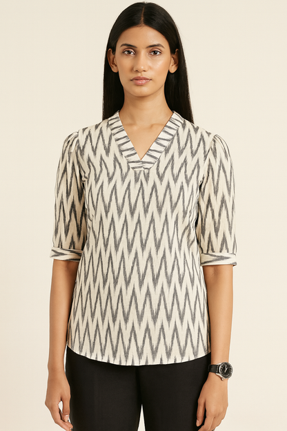 White Ikkat tunic