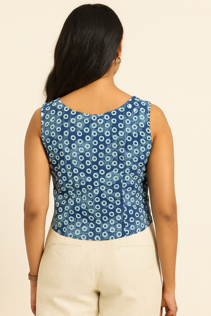 Indigo dots Crop Top