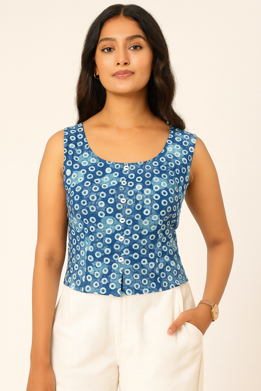 Indigo dots Crop Top
