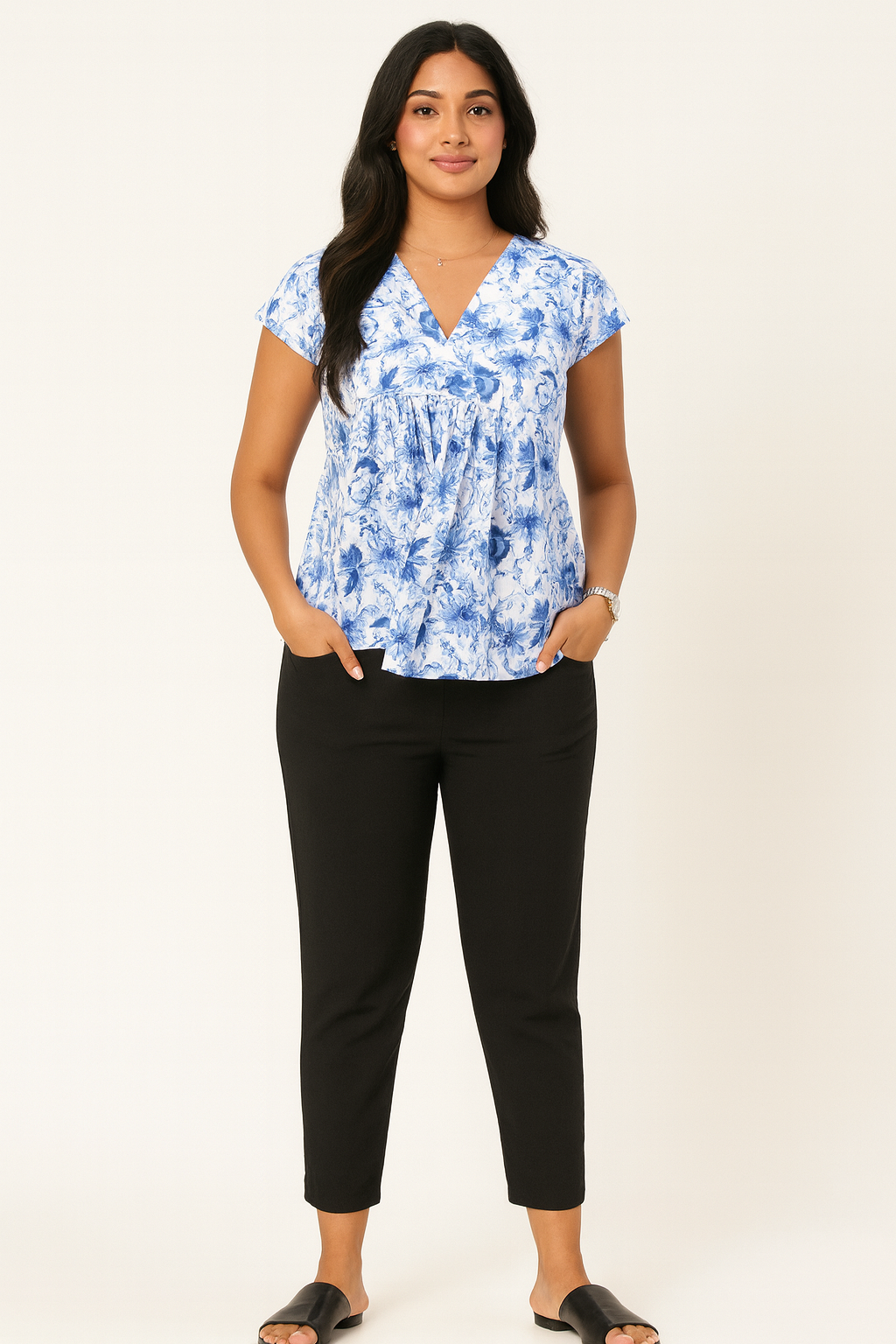 White Everyday Flare Empire Top