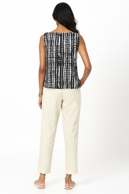 Black and White Sleeveless Tunic