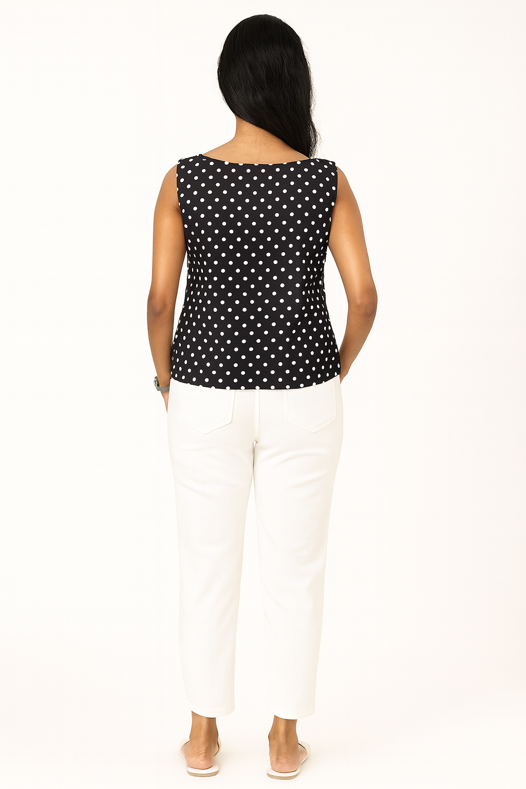 Black Polka Dots Sleeveless Tunic