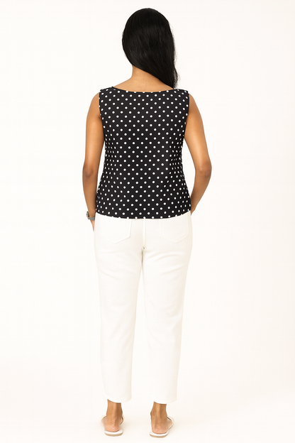 Black Polka Dots Sleeveless Tunic