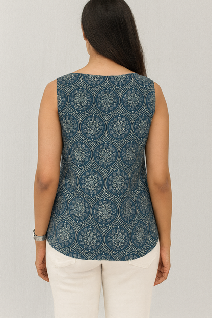Greenish Blue Sleeveless Tunic