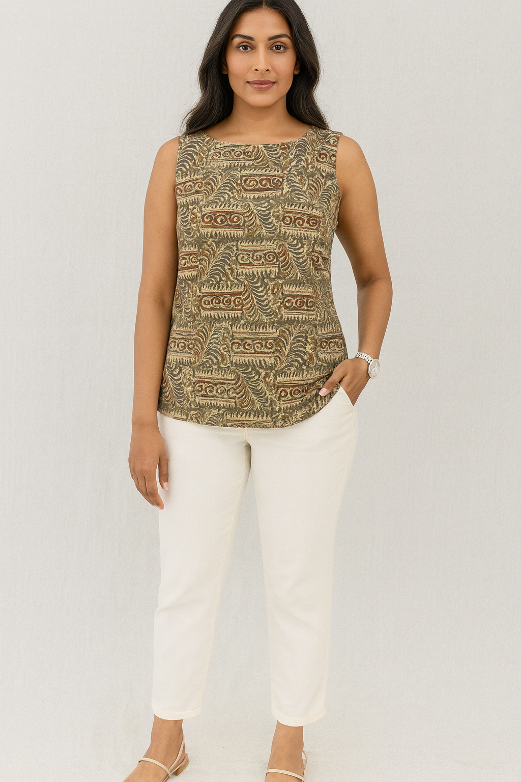Kalamkari Sleeveless Tunic
