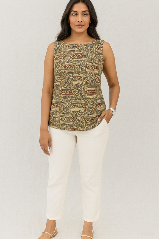 Kalamkari Sleeveless Tunic