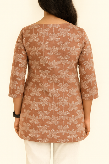 Breezy Brown Cotton Short Kurthi