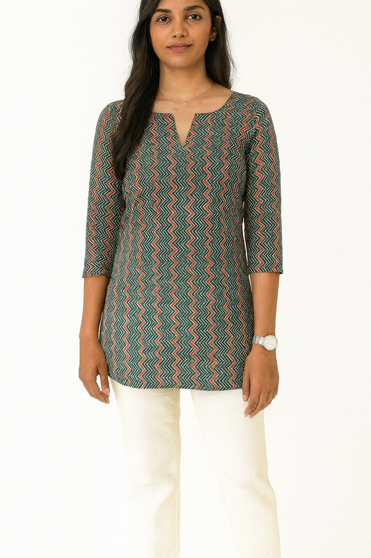 Breezy Blue Cotton Short Kurthi