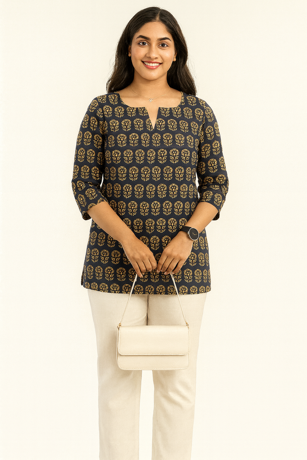 Breezy Black Cotton Short Kurthi