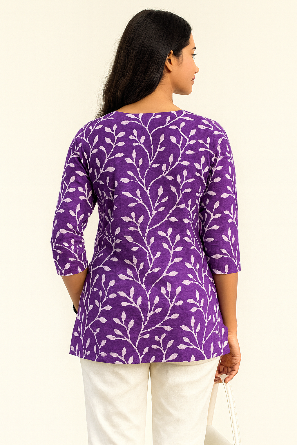 Breezy Purple Cotton Short Kurthi