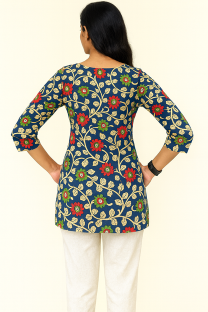 Breezy Kalamkari Cotton Short Kurthi
