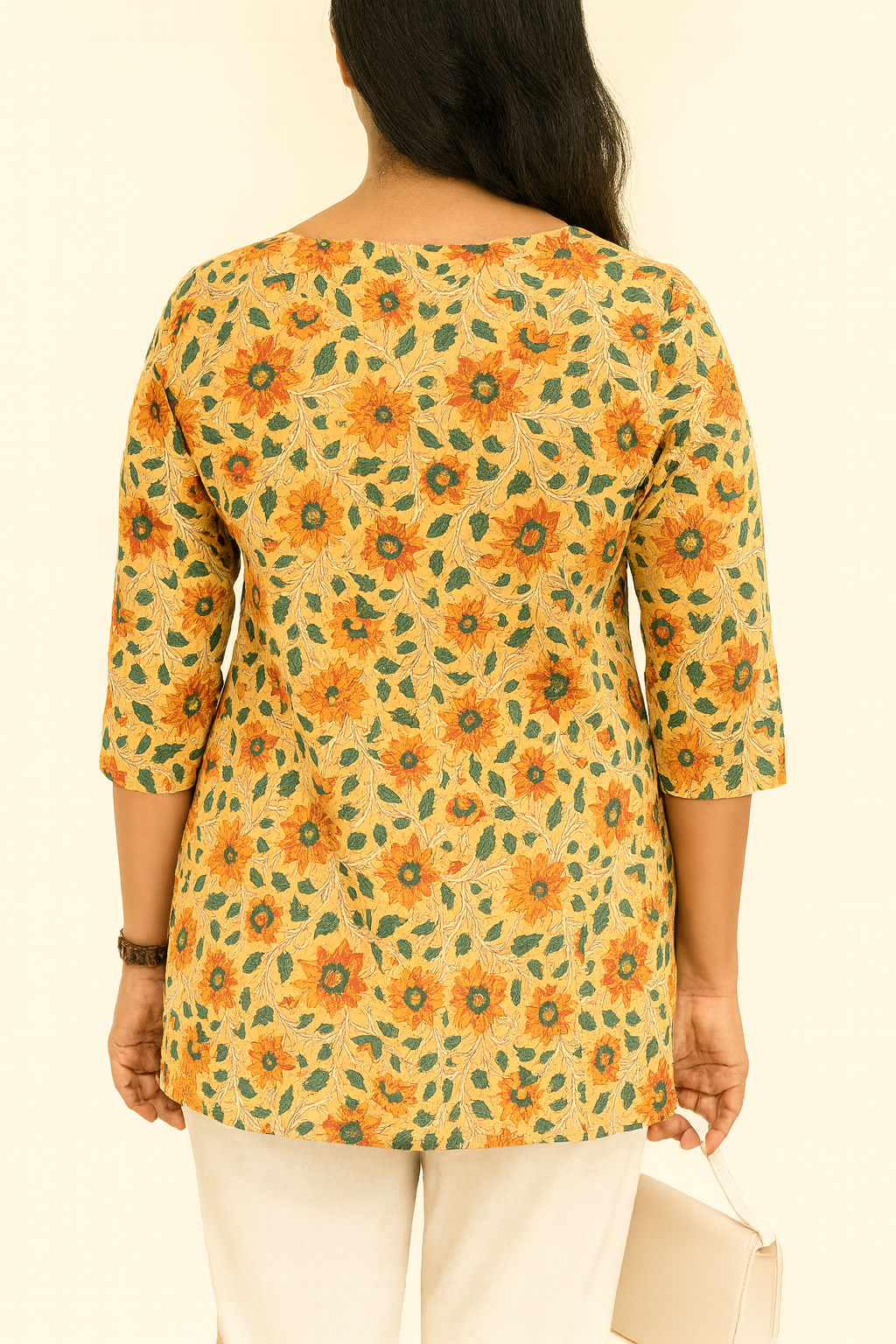 Breezy Orange Cotton Short Kurthi