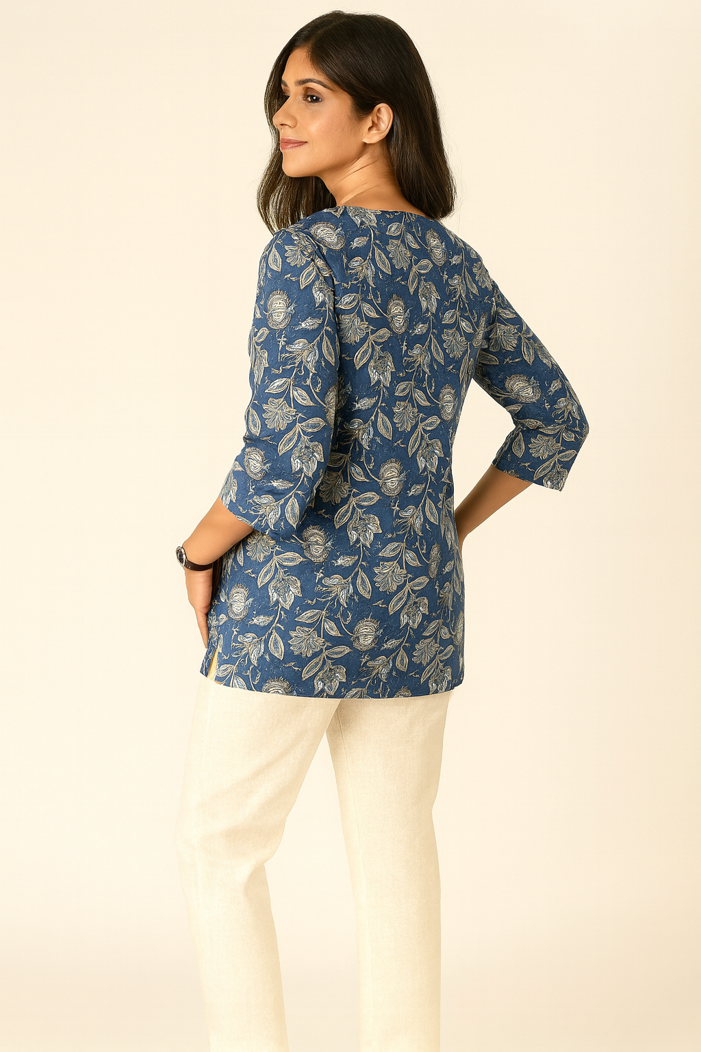 Breezy Blue Cotton Short Kurthi