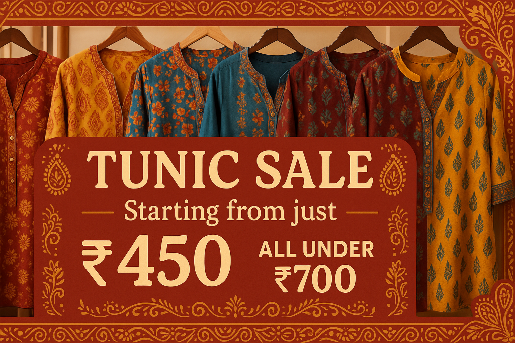 Tunics in sale starts from just rupee 450 and all within 700 